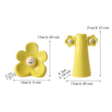 Maxbell 2 Pieces Ceramic Vase Smile Face Design Bud Vase for Bedroom Desktop Wedding yellow