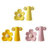 Maxbell 2 Pieces Ceramic Vase Smile Face Design Bud Vase for Bedroom Desktop Wedding yellow