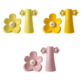 Maxbell 2 Pieces Ceramic Vase Smile Face Design Bud Vase for Bedroom Desktop Wedding yellow