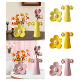 Maxbell 2 Pieces Ceramic Vase Smile Face Design Bud Vase for Bedroom Desktop Wedding yellow