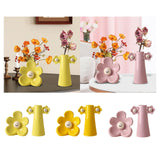 Maxbell 2 Pieces Ceramic Vase Smile Face Design Bud Vase for Bedroom Desktop Wedding yellow