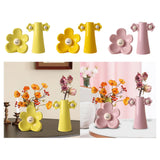 Maxbell 2 Pieces Ceramic Vase Smile Face Design Bud Vase for Bedroom Desktop Wedding yellow
