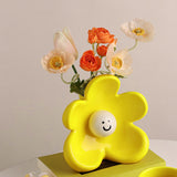 Maxbell 2 Pieces Ceramic Vase Smile Face Design Bud Vase for Bedroom Desktop Wedding yellow