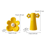 Maxbell 2 Pieces Ceramic Vase Smile Face Design Bud Vase for Bedroom Desktop Wedding lemon yellow