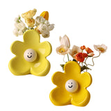 Maxbell Ceramic Vase with Flower Ornamnet Decorative Flower Vase for Wedding Desktop yellow
