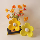 Maxbell Ceramic Vase with Flower Ornamnet Decorative Flower Vase for Wedding Desktop yellow
