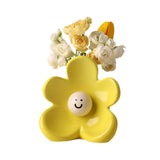 Maxbell Ceramic Vase with Flower Ornamnet Decorative Flower Vase for Wedding Desktop yellow