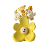 Maxbell Ceramic Vase with Flower Ornamnet Decorative Flower Vase for Wedding Desktop yellow