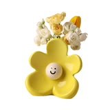 Maxbell Ceramic Vase with Flower Ornamnet Decorative Flower Vase for Wedding Desktop yellow