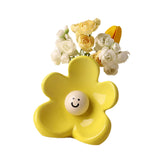 Maxbell Ceramic Vase with Flower Ornamnet Decorative Flower Vase for Wedding Desktop yellow