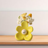 Maxbell Ceramic Vase with Flower Ornamnet Decorative Flower Vase for Wedding Desktop yellow
