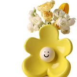 Maxbell Ceramic Vase with Flower Ornamnet Decorative Flower Vase for Wedding Desktop yellow