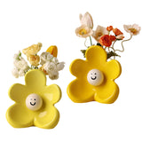 Maxbell Ceramic Vase with Flower Ornamnet Decorative Flower Vase for Wedding Desktop yellow