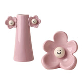 Maxbell 2 Pieces Ceramic Vase Smile Face Design Bud Vase for Bedroom Desktop Wedding pink violet