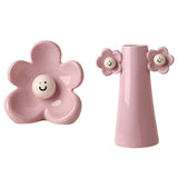 Maxbell 2 Pieces Ceramic Vase Smile Face Design Bud Vase for Bedroom Desktop Wedding pink violet