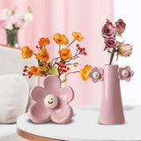 Maxbell 2 Pieces Ceramic Vase Smile Face Design Bud Vase for Bedroom Desktop Wedding pink violet