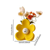 Maxbell Ceramic Vase with Flower Ornamnet Decorative Flower Vase for Wedding Desktop lemon yellow