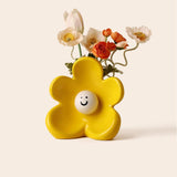 Maxbell Ceramic Vase with Flower Ornamnet Decorative Flower Vase for Wedding Desktop lemon yellow