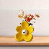 Maxbell Ceramic Vase with Flower Ornamnet Decorative Flower Vase for Wedding Desktop lemon yellow