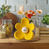 Maxbell Ceramic Vase with Flower Ornamnet Decorative Flower Vase for Wedding Desktop lemon yellow