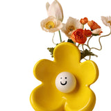 Maxbell Ceramic Vase with Flower Ornamnet Decorative Flower Vase for Wedding Desktop lemon yellow