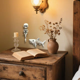 Maxbell 2x Skull Figurine Wall Mount Fishing Skeleton Halloween Decorations for Pond