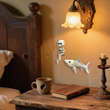 Maxbell 2x Skull Figurine Wall Mount Fishing Skeleton Halloween Decorations for Pond