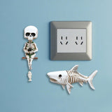 Maxbell 2x Skull Figurine Wall Mount Fishing Skeleton Halloween Decorations for Pond