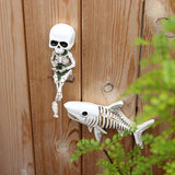 Maxbell 2x Skull Figurine Wall Mount Fishing Skeleton Halloween Decorations for Pond