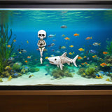 Maxbell 2x Skull Figurine Wall Mount Fishing Skeleton Halloween Decorations for Pond