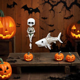 Maxbell 2x Skull Figurine Wall Mount Fishing Skeleton Halloween Decorations for Pond