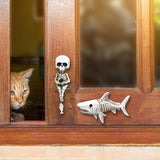Maxbell 2x Skull Figurine Wall Mount Fishing Skeleton Halloween Decorations for Pond