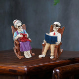 Maxbell 2x Halloween Skull Statue Funny Skeleton Figurines for Garden Desk Bookshelf