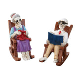 Maxbell 2x Halloween Skull Statue Funny Skeleton Figurines for Garden Desk Bookshelf