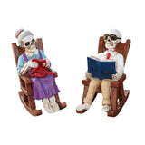 Maxbell 2x Halloween Skull Statue Funny Skeleton Figurines for Garden Desk Bookshelf
