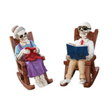 Maxbell 2x Halloween Skull Statue Funny Skeleton Figurines for Garden Desk Bookshelf