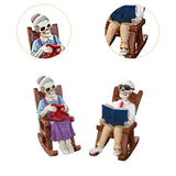 Maxbell 2x Halloween Skull Statue Funny Skeleton Figurines for Garden Desk Bookshelf