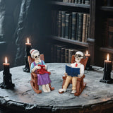 Maxbell 2x Halloween Skull Statue Funny Skeleton Figurines for Garden Desk Bookshelf
