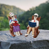 Maxbell 2x Halloween Skull Statue Funny Skeleton Figurines for Garden Desk Bookshelf