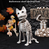 Maxbell Sitting Cat Skeleton Halloween Decoration Versatile Creepy White PP Material