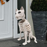 Maxbell Sitting Cat Skeleton Halloween Decoration Versatile Creepy White PP Material