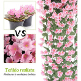 Maxbell 4x Artificial Hanging Flowers Fake Hanging Plants for Courtyard Porch Garden Pink