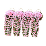 Maxbell 4x Artificial Hanging Flowers Fake Hanging Plants for Courtyard Porch Garden Pink