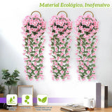 Maxbell 4x Artificial Hanging Flowers Fake Hanging Plants for Courtyard Porch Garden Pink