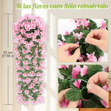 Maxbell 4x Artificial Hanging Flowers Fake Hanging Plants for Courtyard Porch Garden Pink