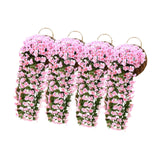 Maxbell 4x Artificial Hanging Flowers Fake Hanging Plants for Courtyard Porch Garden Pink