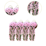 Maxbell 4x Artificial Hanging Flowers Fake Hanging Plants for Courtyard Porch Garden Pink