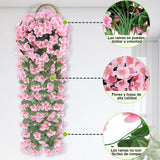 Maxbell 4x Artificial Hanging Flowers Fake Hanging Plants for Courtyard Porch Garden Pink