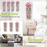 Maxbell 4x Artificial Hanging Flowers Fake Hanging Plants for Courtyard Porch Garden Pink