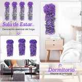 Maxbell 4x Artificial Hanging Flowers Fake Hanging Plants for Courtyard Porch Garden Purple Blue